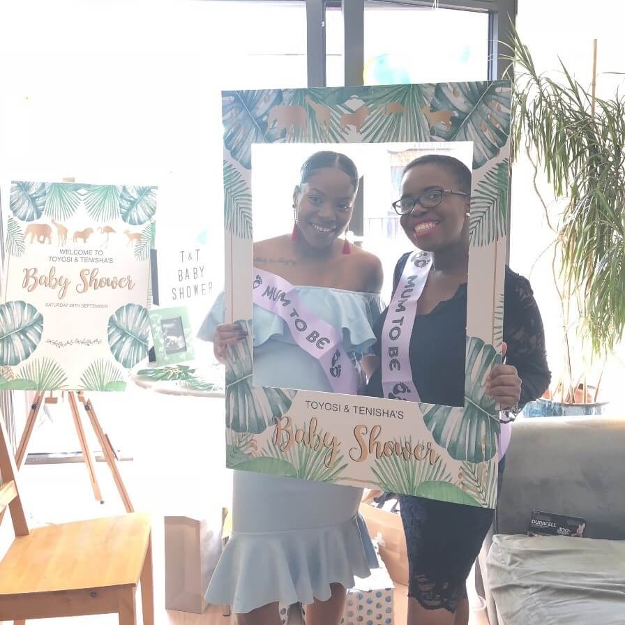 foam sign photo frame cut out for a jungle themed baby shower