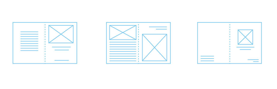 half fold leaflet layout ideas in a light blue outline