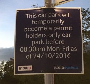 temporary car park sign