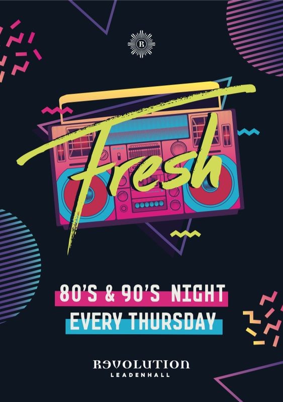 80s and 90s style club flyer design