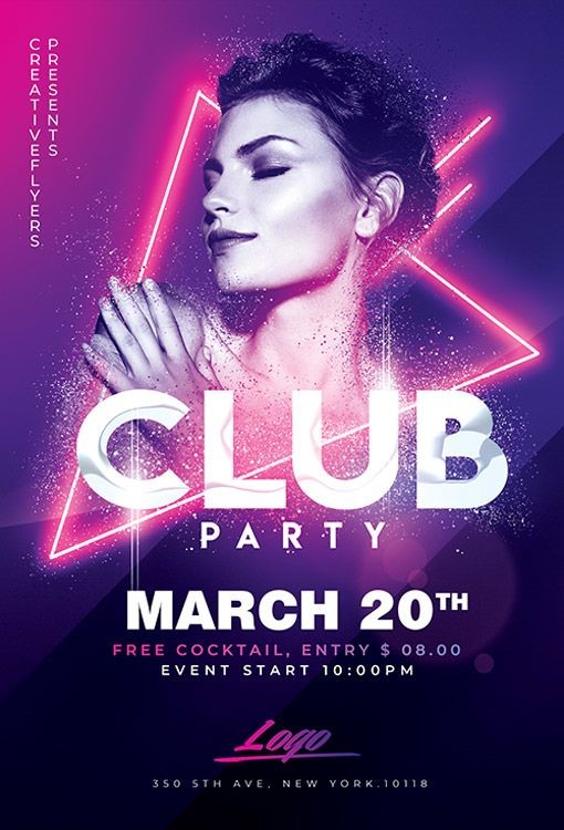 purple and pink club flyer design
