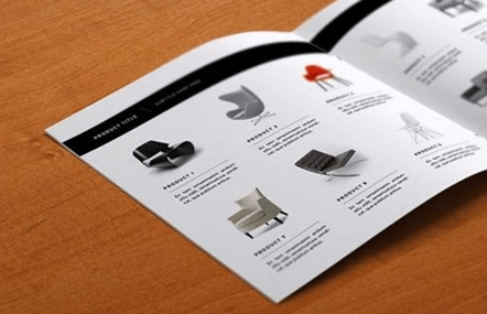 product catalogue showing a range of armchairs