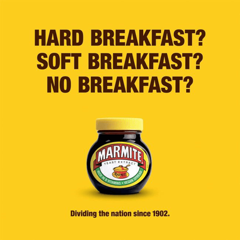 funny marmite print ad that plays on the commonality between it and brexit that it also divides the nation's opinion